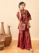 Girls Above Knee Printed Kurti Set - Maroon