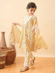 Girls Above Knee Printed Kurti Set - Yellow