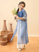 Girls Calf Length Embroidery Kurti Set - Blue