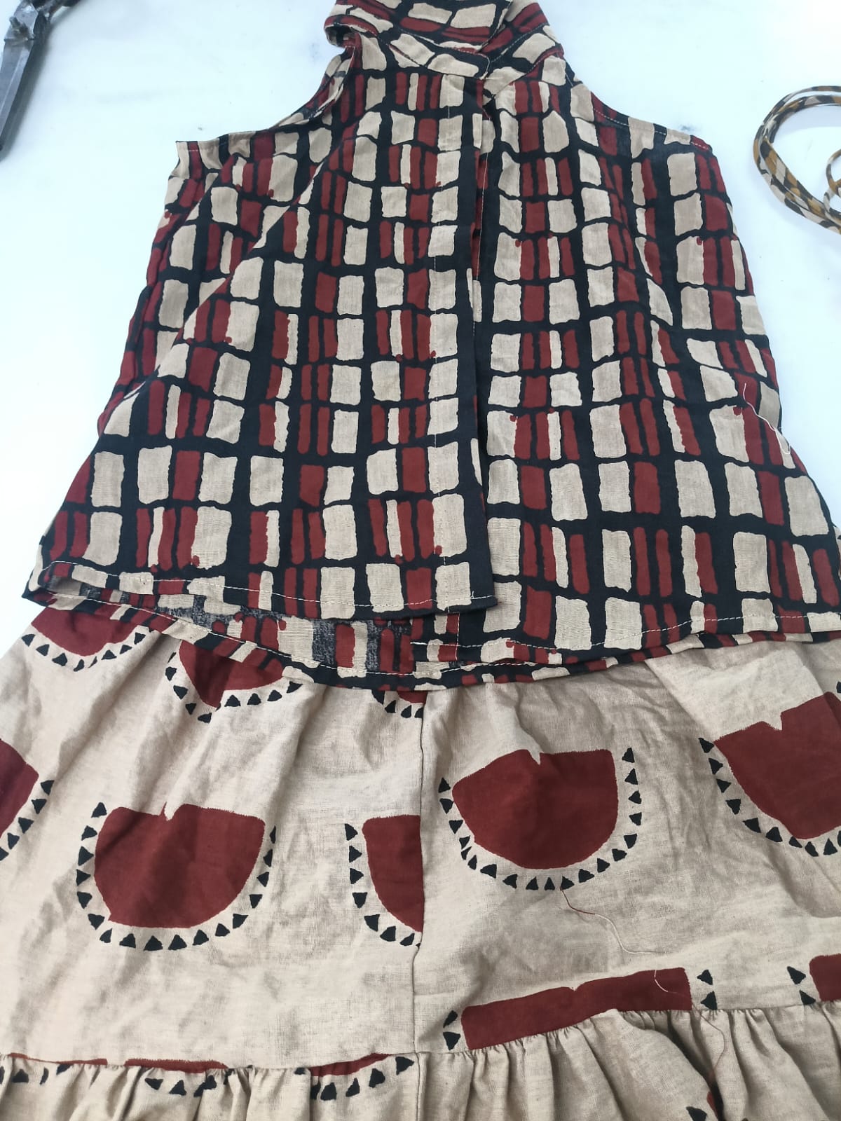 Girls Hip Length All over Print Lehenga Choli - Red
