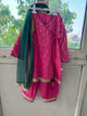 Girls Mid Thigh Embroidery Kurti Set - Magenta