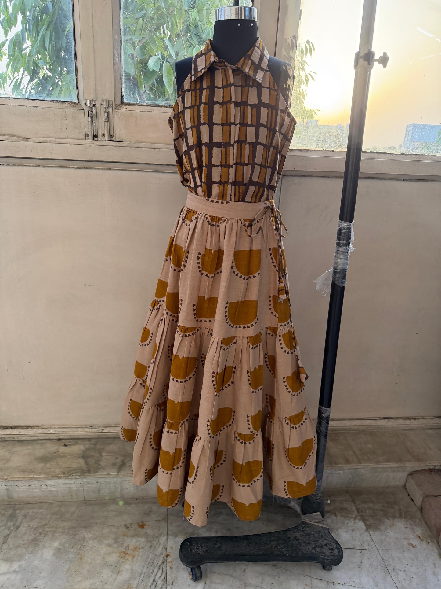 Girls Hip Length All over Print Lehenga Choli - Yellow